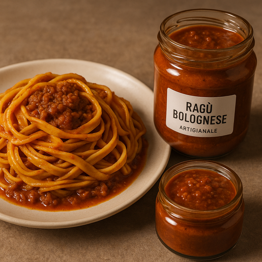 Fettuccine SENZA GLUTINE 0% Zuccheri + Ragù Bolognese Artigianale – Kit Pronto e Sano
